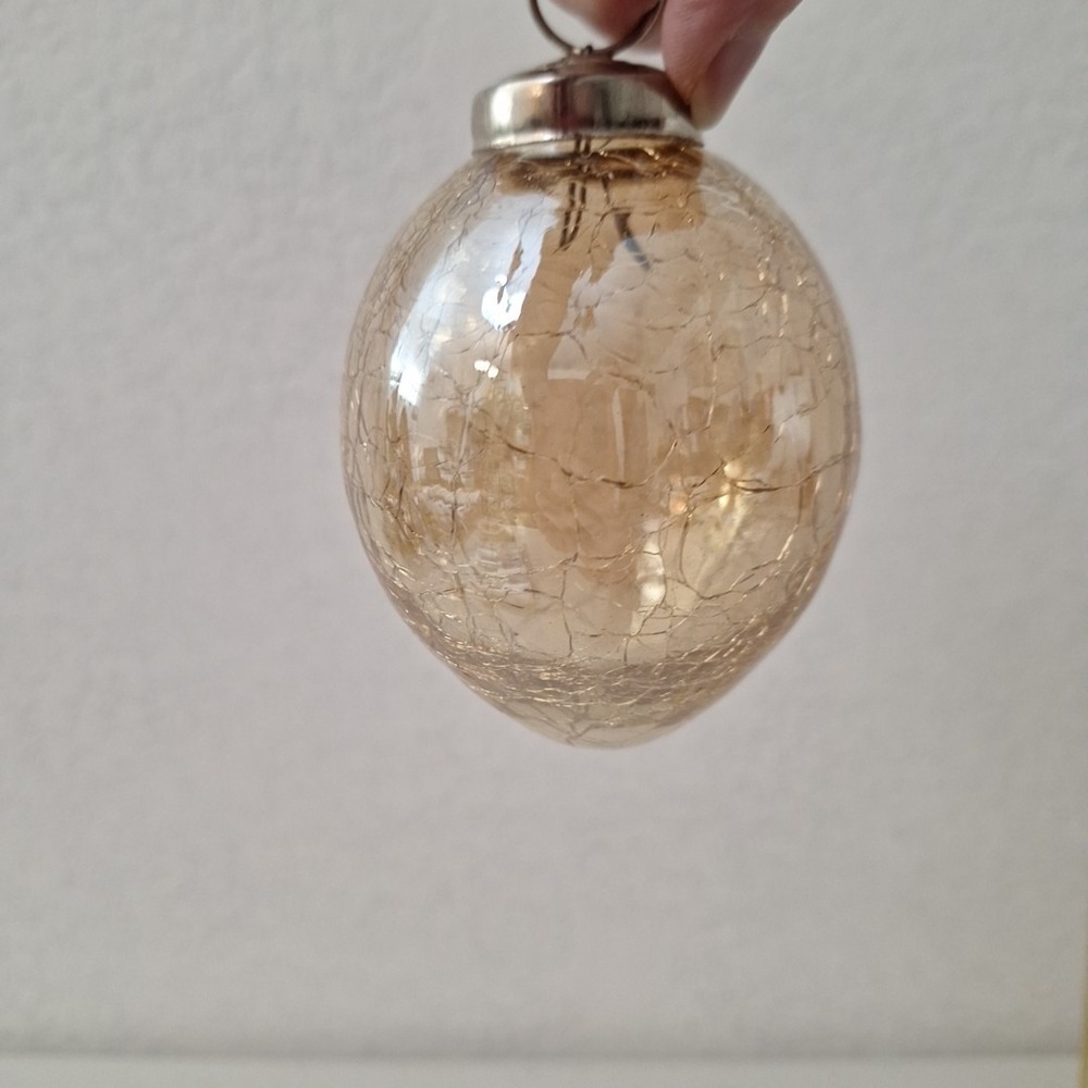 Vintage Kugle Style Mercury Crackle Glass Ball Christmas Gold Ornament 4", Heavy - Picture 11 of 16